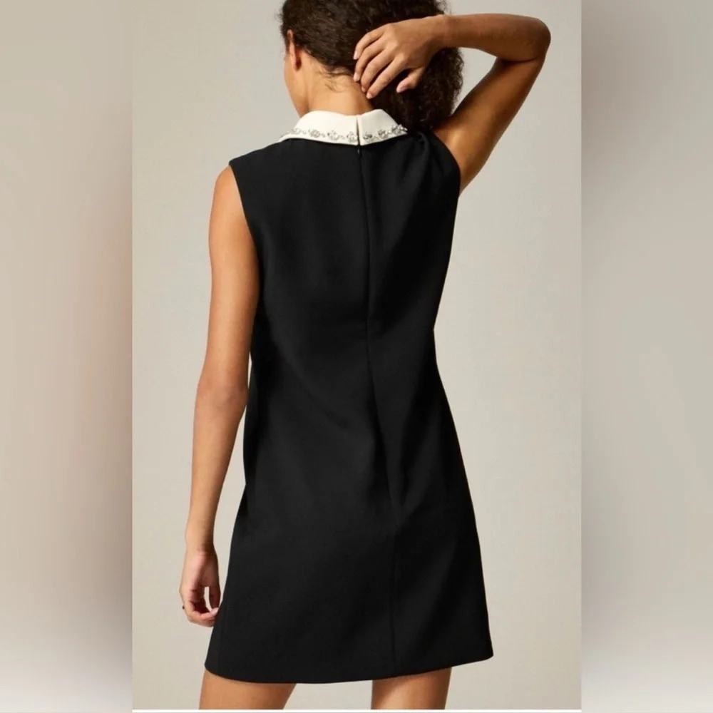 NEW J. Crew Black Mini Dress with White Collar